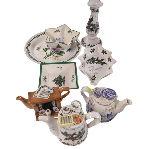 529 - Cardew Design novelty teapot, two Portmeirion novelty teapots, three further pieces of Portmeirion a... 