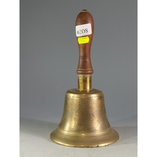 208 - Brass 'Fiddian' bell, ht 26cms