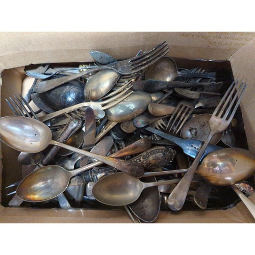 546 -  Box of various silver plated flatware