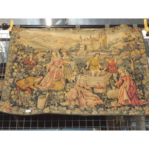 555 - Tapestry on wooden hanger 'Le Chant de la Vigne' by Marc Waymel 116 x 90cm