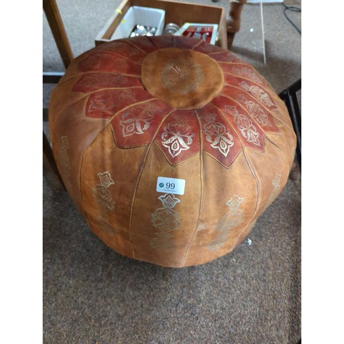 99 - Decorative Tunisian leather pouffe dia. approx. 54cm