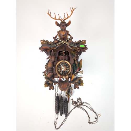 200 - Black Forest style hunting themed cuckoo clock