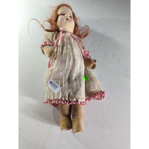 568 - Early C20 doll with ginger hair