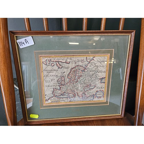 114A - Framed map 'Europa' dated 1750, 32.5 X 27.5CM