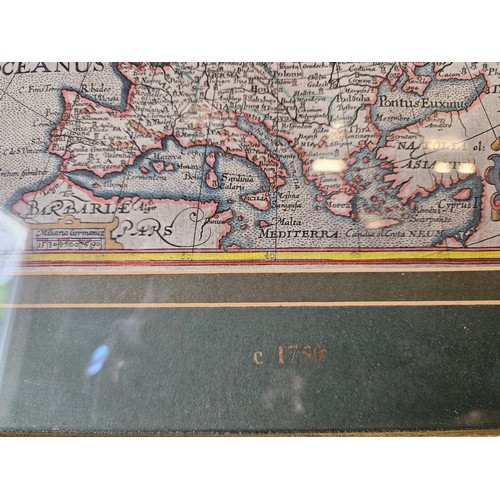 114A - Framed map 'Europa' dated 1750, 32.5 X 27.5CM