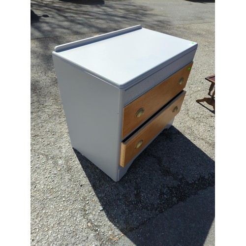 198 - Chalk painted 2 drawer chest. W76cm D45cm H73cm