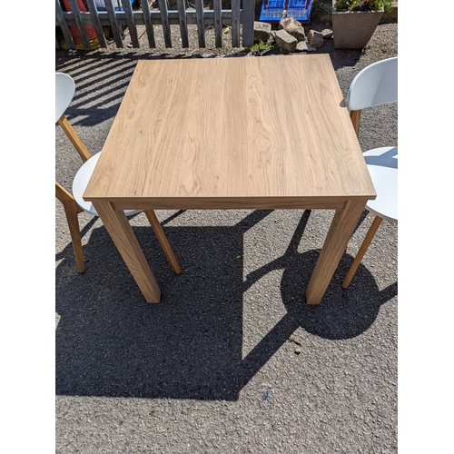 199 - John Lewis table and 2 chairs. Table dimensions 80cm by 80cm 73 cm approx