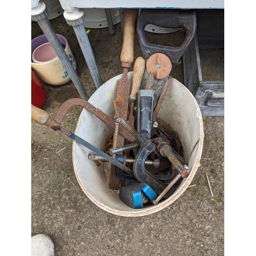 152 - bucket of tools Inc G-clamps, impact driver etc