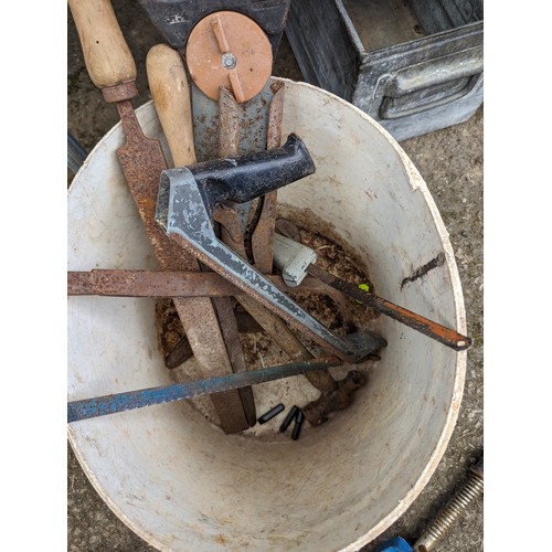 152 - bucket of tools Inc G-clamps, impact driver etc