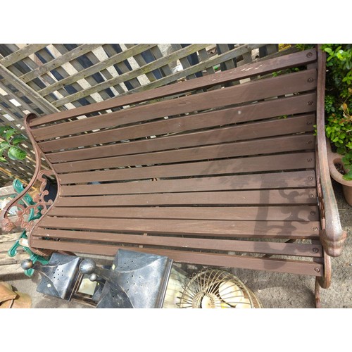 12 - Cast iron garden bench with wood slats L126cm