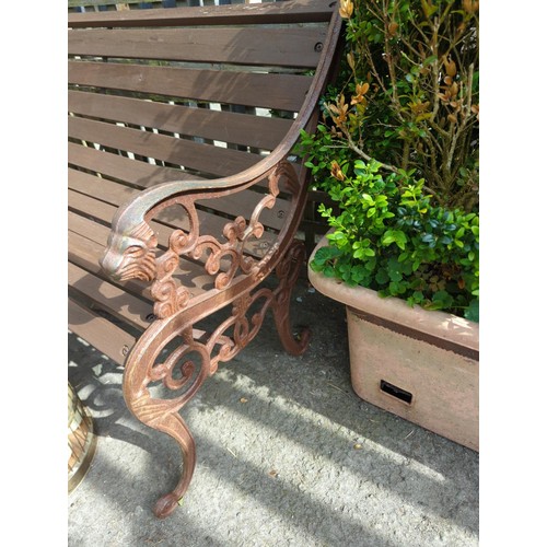 12 - Cast iron garden bench with wood slats L126cm