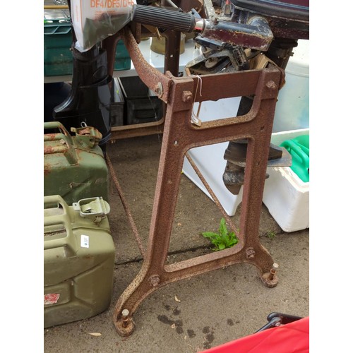 136 - Cast iron work bench frame or sharpening stone frame