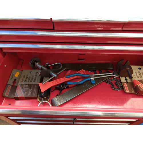 177A - Clarke 9 drawer ball bearing roller drawers, with some contents. Includes key. W60cm D26cm H38cm