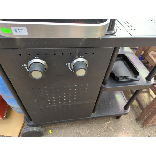 177 - Blooma Rockwell Black 2 burner Gas Barbecue, with cover and gas bottle