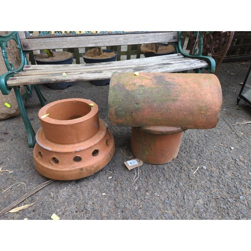 17 - 2 x terracotta chimney cowls 