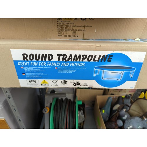 194 - 8' trampoline with enclosure, good used condition.