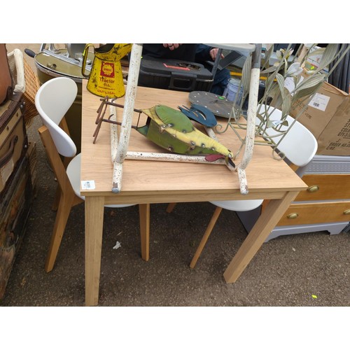 199 - John Lewis table and 2 chairs. Table dimensions 80cm by 80cm 73 cm approx