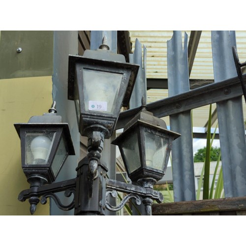 19 - Small metal traditional style 3 armed Street lamp H220cm