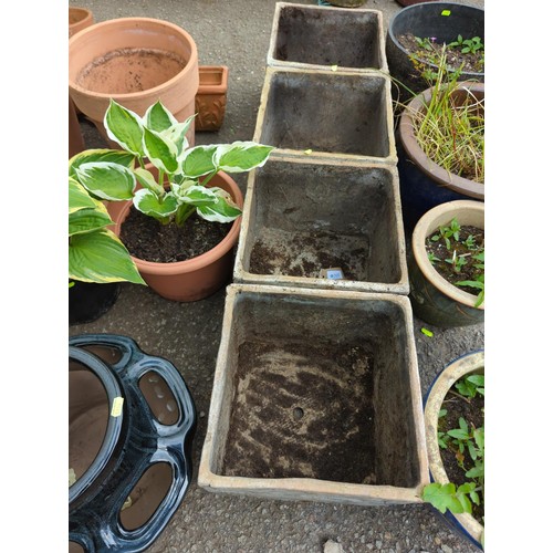 207 - Four square section planters W30 x D30 x H27cm