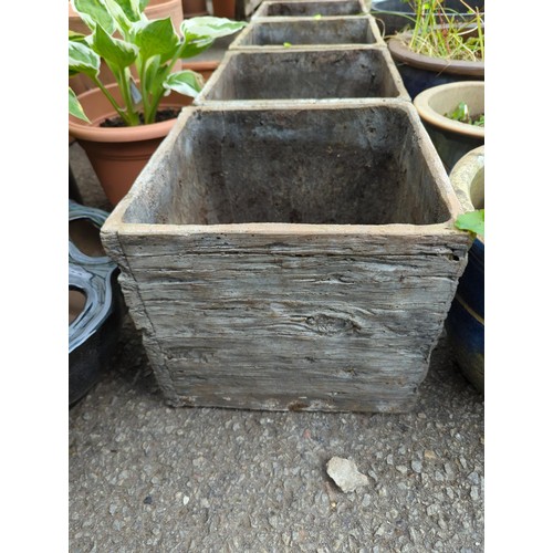 207 - Four square section planters W30 x D30 x H27cm