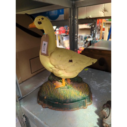 223 - Cast iron duck door stop, ht. 31cm