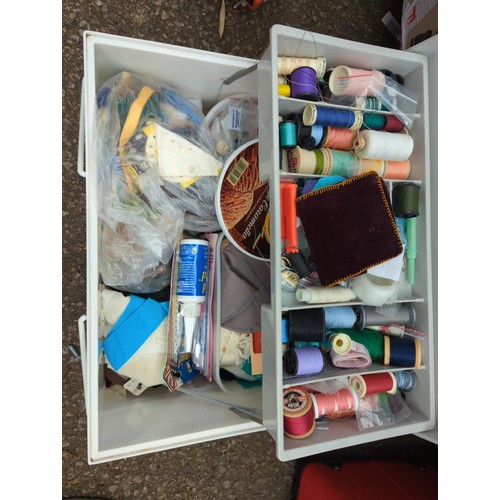 231 - Plastic sewing work box with full contents