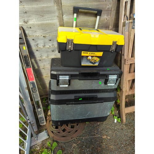 62 - Stackable trolley tool box with a plastic Stanley tool box