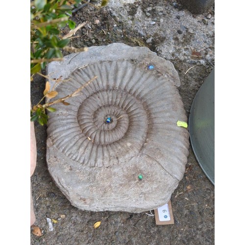 9 - Concrete ammonite garden decoration 40 x 30cm