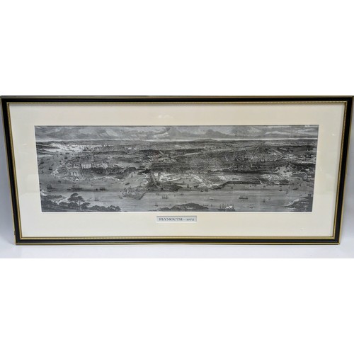 656 - Framed print of Plymouth 1872, 41.5 x 89cm