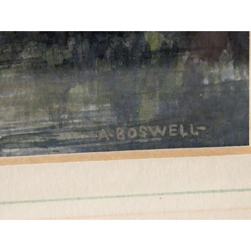 662 - A. Boswell, watercolour painting of a pond in a woodland setting, signed lower right, framed 45.5 x ... 