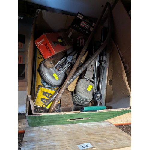 285 - 3 mixed boxes of mostly vintage tools, inc. rasps, planes