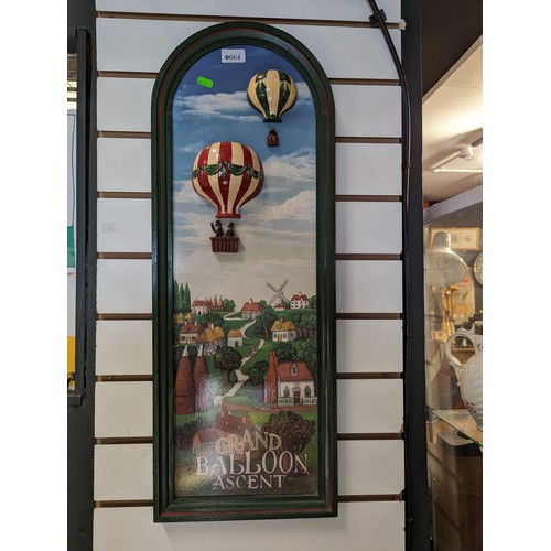 664 - 'Grand Balloon Ascent' 3D wooden sign 79 x 29cm