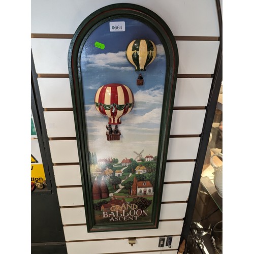 664 - 'Grand Balloon Ascent' 3D wooden sign 79 x 29cm