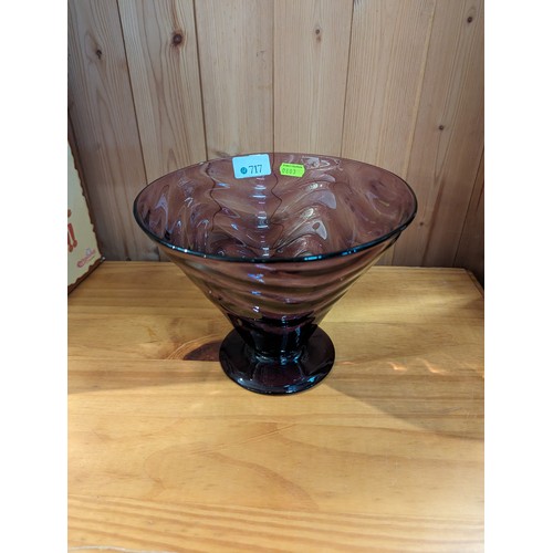 717 - Amethyst coloured glass bowl/vase, dia.23 x ht.18cm,