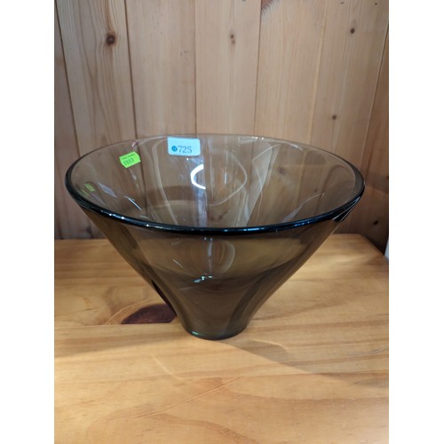 725 - Smoked glass Holmegaard bowl, dia. 25 x H17cm