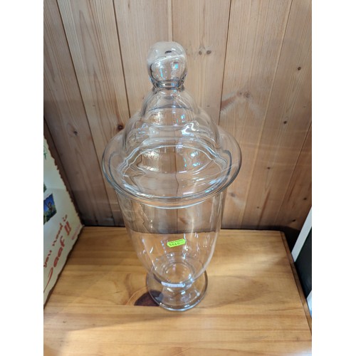 723 - Lidded glass apothecary style jar ht.74cm