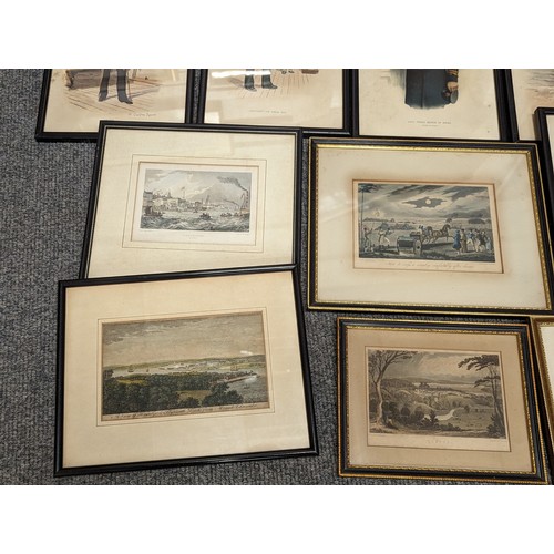 667 - Collection of framed antiquarian prints inc. hunting and naval