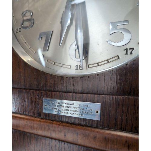 848 - Art deco style long cased clock, plaque to front 