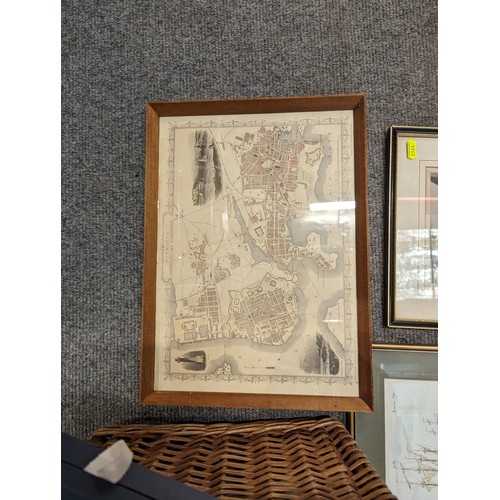 668 - Collection of framed local prints inc. antiquarian prints of Mount Edgcombe, maps of Plymouth etc. t... 