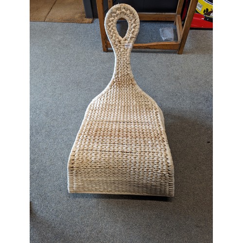 819 - Ikea style woven raffia low rocking chair