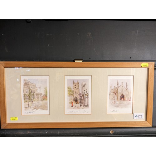 672 - Framed prints of local Tavistock scenes, signed Patrick King