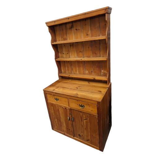 865 - Kitchen Pine dresser with drawers and cupboard 98cm by 56cm 191cm approx