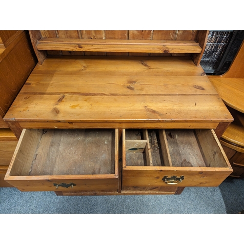 865 - Kitchen Pine dresser with drawers and cupboard 98cm by 56cm 191cm approx