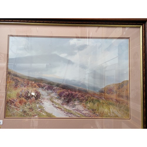 674 - Framed F.J Widgery print of a moorland scene 82 x 62cm