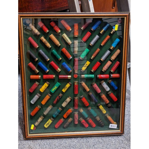 683 - Framed shotgun cartridge montage (all shells empty) 50 x 50cm