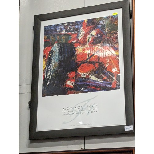 675 - Three F1 Prints inc. Nigel Mansell inc. limited edition signed, largest 68.5 x 69cm