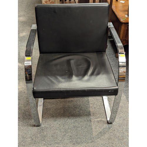 814 - 1960's Mies Van Der Rohe 'BRNO' black leatherette & chrome chair