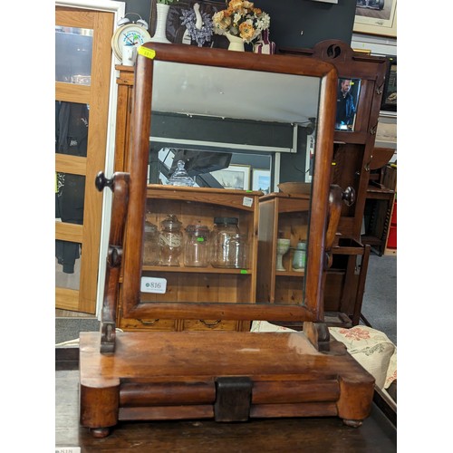 816 - Early C20 table top swing mirror with 2 drawers, 45 x 20 x ht 55cms