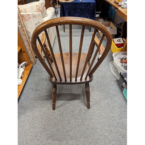 853 - Elm-seated stick back carver chair