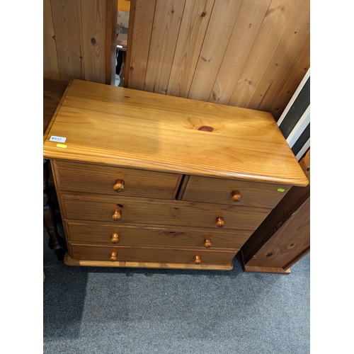 835 - Pine 2 over 3 Chest of Drawers,   82x40 x ht 75cms